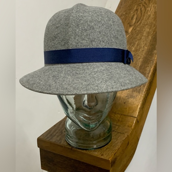 Women’s Vtg Geo. W. Bollman Doeskin 100% Wool Felt Blue Ribbon Hat - Picture 5 of 16